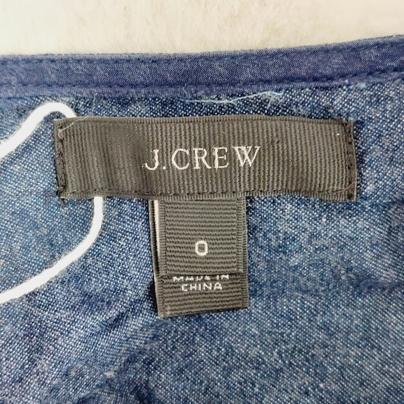 J. Crew Blue Two Fabric Button Up Long Sleeve Sheer Shirt Blouse P2301 - Picture 5 of 7